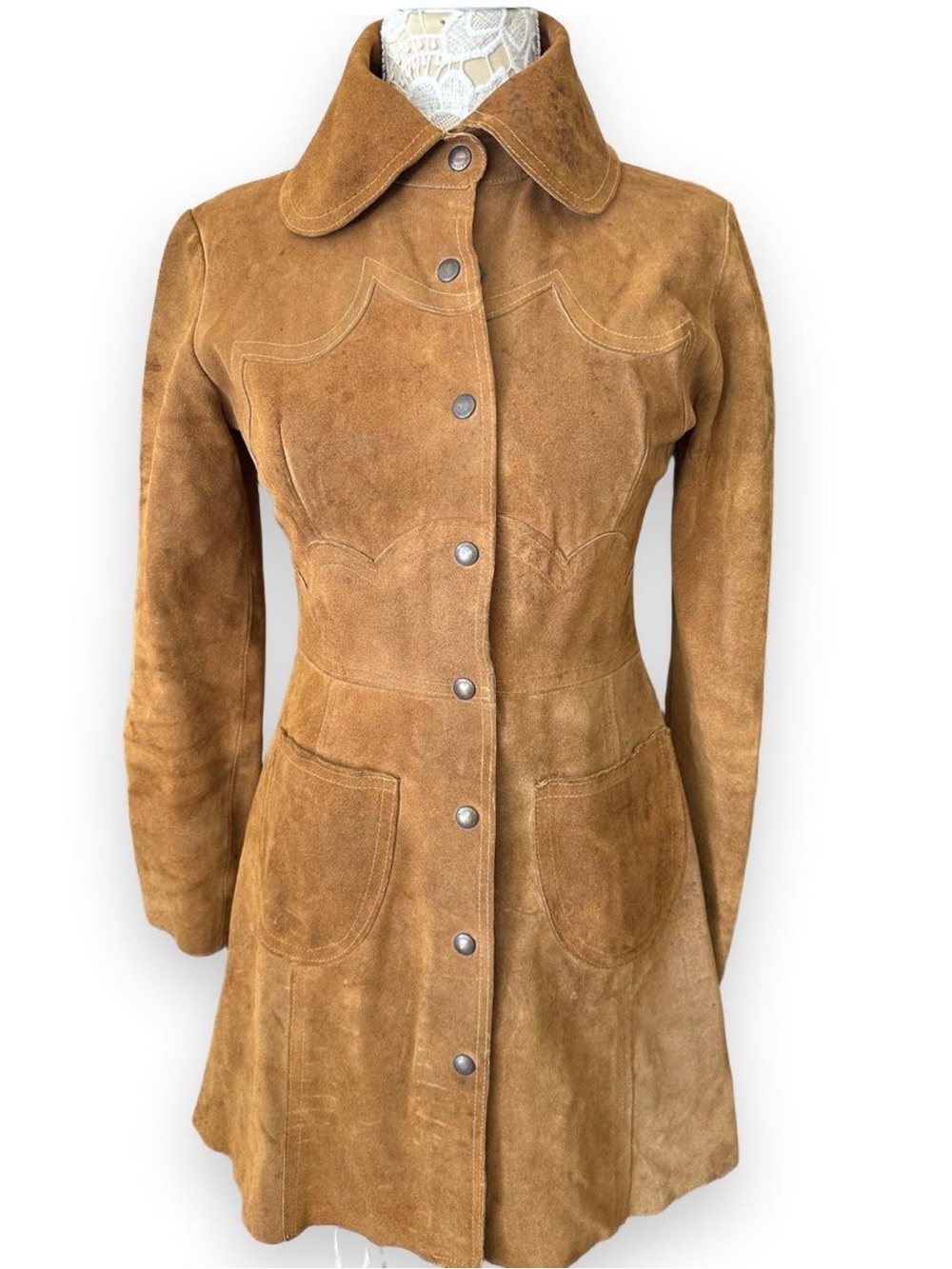 bagatelle Tan Suede Fitted Button-Front Coat